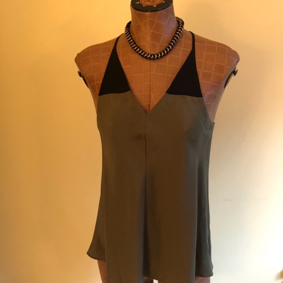 Draw String, Racer Back,V-Neck Tank Top Blouse - Picture 9 of 9